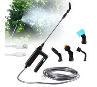 Spruzzatore elettrico a pressione, 7,4 V, spruzzatore elettrico con asta telescopica da 23,6 pollici, 4 ugelli, tubo da 8 m, spruzzatore elettrico ricaricabile USB, barra spray portatile