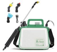 Spruzzatore elettrico a pressione 8 l con ugello 4 in 1 | Siringa da giardino ricaricabile USB con asta telescopica, tracolla e spruzzatore di schiuma per piante, erbacce e pulizia
