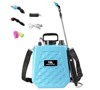 Spruzzatore elettrico da 5 litri alimentato a batteria, manico ricaricabile USB, tracolla per esterni, 3 ugelli nebulizzatori, spruzzatore portatile da giardino con bacchetta retrattile (10 L, blu)