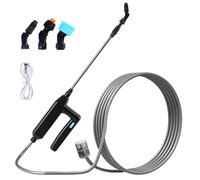 Spruzzatore elettrico per piante con asta telescopica da 60 cm, spruzzatore a pressione a batteria con 3 ugelli e tubo da 5 m con pallina filtrante, spruzzatore elettrico da giardino, barra spray