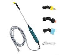 Spruzzatore elettrico per piante con bacchetta telescopica, spray da giardino alimentato a batteria, 2400 mAh, kit con 3 ugelli per innaffiare piante, pulizia auto, lavaggio vetro, 5 m (2 metri)