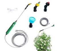 Spruzzatore elettrico per piante, spruzzatore elettrico da giardino, alimentato a batteria, atomizzatore da giardino portatile ricaricabile con 3 ugelli e tubo da 10 m per cortile, prato, erbacce