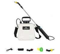Spruzzatore elettrico portatile 5L, spruzzatore elettrico con lancia telescopica 88 cm, ricarica USB spruzzatore giardino con 3 ugelli, autonomia 120 minuti, per giardino piante (bianco)