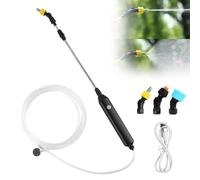 Spruzzatore Elettrico, Spruzzatore da Giardino, 62cm Spruzzatore Portatile Ricaricabile, Spruzzatore da Giardinaggio per Esterni USB con 3 Ugelli Regolabili e Tubo da 5 m, per L'irrigazione del Prato