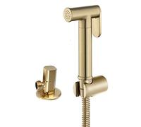 Spruzzatore for bidet for WC, spruzzatore portatile for pannolini in tessuto, kit spruzzatore a getto for bagno attacco spray con tubo flessibile e valvola ad angolo doccia, oro titanio(Brushed Gold)
