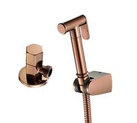 Spruzzatore for bidet for WC, spruzzatore portatile for pannolini in tessuto, kit spruzzatore a getto for bagno attacco spray con tubo flessibile e valvola ad angolo doccia, oro titanio(Rose Gold)