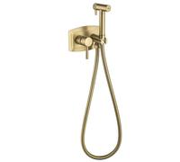 Spruzzatore for Bidet Portatile Acqua Calda e Fredda, 2 Funzioni Bidet Portatile Kit a Parete Ottone Spruzzatore for WC con Flessibile Doccia da 150 mm(Brushed Gold)