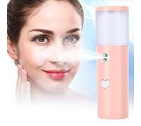 Spruzzatore idratante per il viso, idratante rapido, portatile, ricaricabile tramite USB, per extension per ciglia, spray per idratazione del viso, per la cura della pelle e il trucco (rosa)