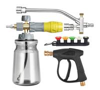 Spruzzatore in schiuma - Pistola spray per lavaggio auto | Cannone per sapone a doppia testa 4000 PSI, inserto in alluminio a bocca larga, lavatrice potente per auto che lavano cortili