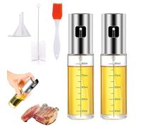 Spruzzatore Olio, 2 Flacone Spray per olio per Friggitrice ad Aria Calda, Bottiglia Spray di Olio D'oliva in Vetro, Spazzola per Barbecue in Silicone, Imbuto, Spazzola per Tazze, Adatto per Insalate