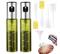 Spruzzatore Olio, 2 Spruzzatore per Olio da Cucina, Flacone di Olio Spray per Friggitrice ad Aria Calda, Spazzola per Barbecue in Silicone, Imbuto, Spazzola per Tazze, per Insalata, Forno(Verde)