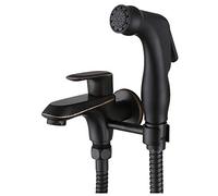 Spruzzatore palmare for bidet for WC Set lavapannolini in tessuto nero Rubinetto for bidet da bagno in ottone a parete con tubo antiperdite, acqua fredda singola for l'igiene personale,Nero a(Black B)