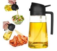 Spruzzatore per olio 2 in 1, 500 ml, flacone spray per olio da cucina, bottiglia d'olio e spruzzatore, spray per olio d'oliva, dispenser per aceto, per cucinare, cuocere, grigliare e insalata,