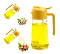 Spruzzatore per Olio 2 in 1,600 ML Spruzzino Olio per Friggitrice Aria,Dispenser Olio Da Cucina,Spruzzatore D'oliva Bottiglia Olio,Bottiglia Spray in Vetro,Per Cucinare,Grigliare E Insalata (Giallo)