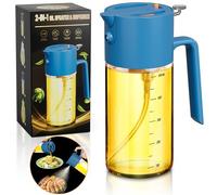 Spruzzatore per olio da cucina, 2 in 1, dispenser per olio d'oliva, bottiglia per cucinare, 500 ml, spruzzatore in vetro per olio d'oliva, brevettato, spray continuo con controllo delle porzioni, per
