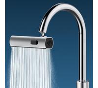 Spruzzatore per rubinetto estensibile a tre modalità con testa girevole, bolla, lama a pressione e impostazioni a cascata, per lavello da cucina, design anti-schizzi