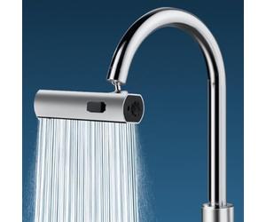 Spruzzatore per rubinetto estensibile a tre modalità con testa girevole, bolla, lama a pressione e impostazioni a cascata, per lavello da cucina, design anti-schizzi