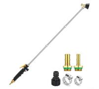 Spruzzatore per tubo da giardino in acciaio inossidabile con ugello regolabile, 1/4" e 3/8" Barb e connettore da 1/2" per attività di irrigazione e pulizia (147 cm)