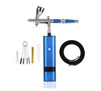 Spruzzatore per vernice, Kit aerografo a doppia azione con compressore ad alta pressione stabile compatibile con mini pompa tazza sostituibile for torta vernice arte tatuaggio(D)