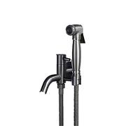 Spruzzatore portatile for bidet for WC, grigio scuro, doppia maniglia, controllo indipendente, kit doccia for rubinetto Shattaf in ottone massiccio, solo freddo, set D(C Set)
