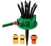 Spruzzatore regolabile a 360 gradi per il giardino | Irrigatore da giardino con picchetto e 3 connessioni per tubo perlato, grande superficie, piante, fiori, erba, terreno