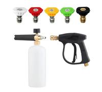 Spruzzatore Schiuma Auto Idropulitrice A Pistola Corta In Schiuma Combinata 5 Ugelli M2.2-1.4cm/M0.86-0.55 Pollici Connettore Capacità 1 L Per Pulizia Auto/patio