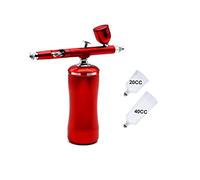 Spruzzatore Vernice, Compressore Airbrush Completo multi-funzionale Portatile Portable Personal Oxygen Spray Gun Auto Start and Stop Funzione Hobby Cosmetici(Part C Red)