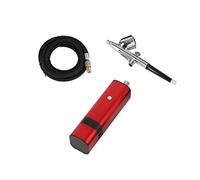 Spruzzatore Vernice, Kit aerografo ricaricabile con tipo di gravità pistola a spruzzo for modello Art Model Body Paint Artist Makeup Nail Tattoo Tools(TM80S Red D)