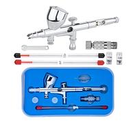Spruzzatore Vernice, Pistola a spruzzo a doppia azione 0.2/0.3/0.5mm 9CC / 7CC GRAVITY Kit di alimentazione aerografo con accoppiatore rapido for Art Craft Model Body Nail Paint(NCT-180T)