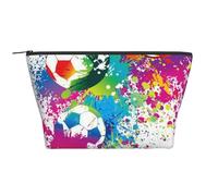 Spruzzi colorati su tutto il calcio, Borsa da toilette Borsa per trucco Borsa per cosmetici Borsa da toilette da viaggio portatile