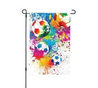 Spruzzi colorati su tutto il campo da calcio, bandiera estiva da giardino bifacciale da 12x18 pollici per esterni