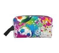 Spruzzi colorati su tutto il pallone da calcio. Organizer per cosmetici di grande capacità, borsa da viaggio per il trucco da donna.
