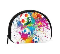 Spruzzi colorati su tutto il pallone da calcio. Piccola borsa portaoggetti per assorbenti igienici per il trucco, portamonete per cosmetici da donna.
