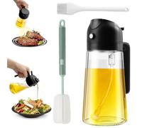Spruzzino Olio, 470ml Spruzzino Olio per Friggitrice Aria, Nero 2 in 1 Dosatore Olio, Riutilizzabile Nebulizzatore Olio per Cucina, per Cuocere, Grigliare, Insalata