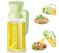 Spruzzino Olio per Friggitrice Aria, 2 in 1 Spruzzatore Olio da Cucina, 550ml Vetro Oliera Spray con Scala di Misurazione, Nebulizzatore Olio per Friggitrice Ad Aria, Insalata, BBQ, Grill (Verde)