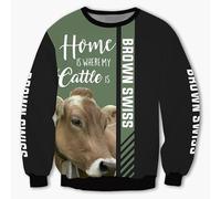 SPSAXGDX Felpe con Cappuccio Giacche T-Shirt Cardigan Sottile 3D Marrone Stampa Svizzera Pullover Felpa in Poliestere Casual da Uomo e da Donna Unico Stampa/a3/5XL