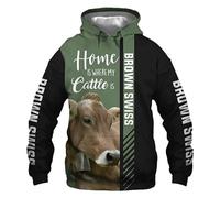 SPSAXGDX Felpe con Cappuccio Giacche T-Shirt Cardigan Sottile 3D Marrone Stampa Svizzera Pullover Felpa in Poliestere Casual da Uomo e da Donna Unico Stampa/A2/L