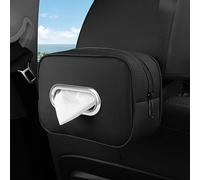 spshi Porta Fazzoletti Auto per MG Hector 2018-2020 2021 2022 2023 2024 2025, Pelle Microfibra con Cerniera, Organizer per Bracciolo e Poggiatesta, Tocco Morbido, Bordo Argento, Accessori Interni