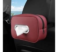 spshi Porta Fazzoletti Auto per Mitsubishi Colt 1962-2012 CA, Pelle Microfibra con Cerniera, Organizer per Bracciolo e Poggiatesta, Tocco Morbido, Bordo Argento, Accessori Interni,A-Red