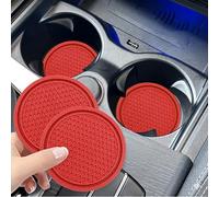 spshi Set di 2 Sottobicchieri per Fiat Panda Cross 1999-2022 2023 2024 2025 169, Tappetini in Silicone per Auto Lavabili, Texture a Nido d'Ape Antiscivolo, Accessori per Interni Auto,D-Red