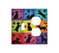 Spshian Coperture decorative Pop Art Color Block Dog Silhouette 2 Gang Light Switch Cover Plate Single Toggle Duplex Piastre da parete Interruttore Elettrico Coperture per la casa di fattoria
