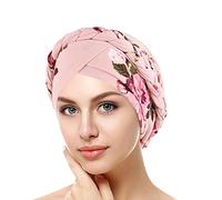 SPSMOKH Berretto turbante da donna, elegante copricapo musulmano con fiori, caldo, morbido, elastico, alla moda, per chemio, perdita di capelli, cancro, hijab islamico (beige, taglia unica)
