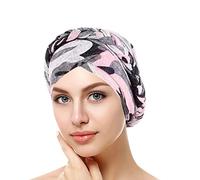 SPSMOKH Berretto turbante da donna, elegante copricapo musulmano con fiori, caldo, morbido, elastico, alla moda, per chemioterapia, perdita di capelli, cancro, hijab islamico (viola, taglia unica)