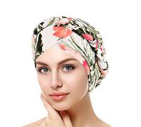 SPSMOKH Berretto turbante da donna, elegante copricapo musulmano con fiori, caldo, morbido, elastico, alla moda, per chemio, perdita di capelli, cancro, hijab islamico (colore verde, taglia unica)