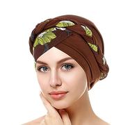 SPSMOKH Berretto turbante da donna, elegante, musulmano, caldo, elastico, alla moda, per chemioterapia, perdita di capelli, cancro, hijab islamico (colore caffè, taglia unica)