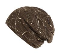 SPSMOKH Cappello avvolgente con perline retrò, morbido, traspirante, per pazienti affetti da cancro chemioterapico, musulmano, elasticizzato, termico, vestibilità larga, pre-annodato (caffè, taglia