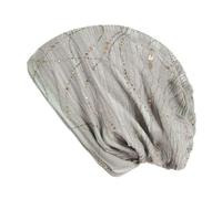 SPSMOKH Cappello avvolgente con perline retrò, morbido, traspirante, per pazienti affetti da cancro chemioterapico, musulmano, elasticizzato, termico, vestibilità larga, pre-annodato (bianco, taglia