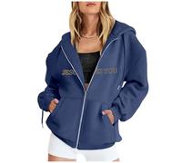 SPSMOKH Felpa da donna con cappuccio e cerniera Christian Faith, stampa bibbia e Gesù, tinta unita, leggera, casual, oversize (colore blu navy, 3, L)