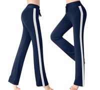 SPSMOKH Leggings da yoga da donna, svasati, pantaloni da yoga a vita alta, pantaloni bootcut con coulisse a righe laterali, leggings per allenamento, palestra, sport, corsa, in cotone, taglie forti (1