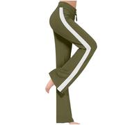 SPSMOKH Leggings da yoga da donna, svasati, pantaloni da yoga a vita alta, pantaloni bootcut con coulisse a righe laterali, leggings per allenamento, palestra, sport, corsa, cotone, taglie forti
